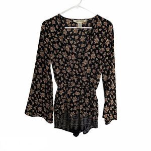 Chica Black Floral Multicolor Romper Size XS E-94